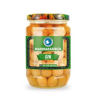 Оливки маринованные с косточкой ”Чизик» надрезанные (Cizik Yeşil Zeytin), M, 400 гр., Marmarabirlik, Турция