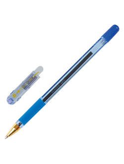 Ручка шариковая масляная с грипом MUNHWA "MC Gold", СИНЯЯ, корпус тонированный синий, узел 0,7 мм, линия письма 0,5 мм, BMC07-02