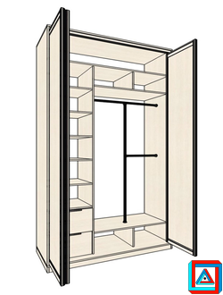 Шкаф встроенный со складными дверями и распашной створкой