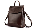 Кожаный женский рюкзак-трансформер тёмно-коричневый