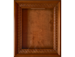 Киот деревянный с резной деревянной рамой для иконы формата 22х28см.