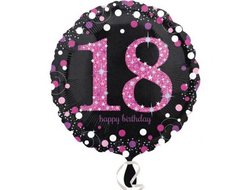 Шар фольгированный 18&quot; HB Sparkling Birthday 18 pink