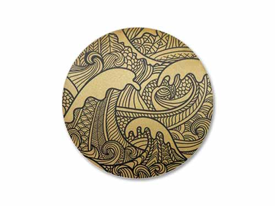 Клипса магнитная для штор, декоративная с рисунком, золото матовое