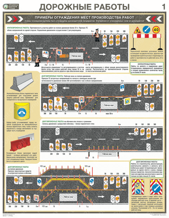 «Дорожные работы. Правила охраны труда». Комплект из 3 листов.