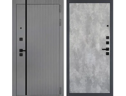 Дверь металлическая "Президент ЛАЙН Силк Титан+чёрный пластик/цемент светлый