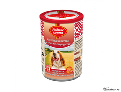 "Родные корма" консервы для собак "Гусиные кусочки в соусе по-старорусски" 410 гр.