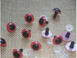 Глазки винтовые, диаметр 16 мм, цвет красный, цена за 1 пару