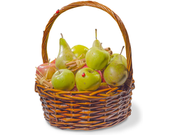 Фруктовая корзина с яблоками и грушами