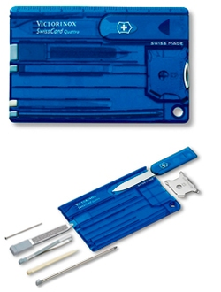 0.7222.T2 Швейцарская карта SwissCard Quattro, полупрозрачный синий, Victorinox