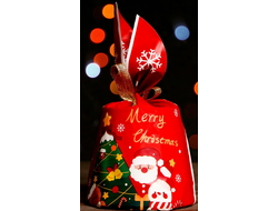 Мешок подарочный с ушками «Merry Christmas + Дед Мороз и Елка», 13 * 23 см,  5 штук
