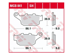 Тормозные колодки задние TRW MCB841 для Kawasaki, Suzuki, Honda (Organic Allround)
