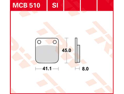 Тормозные колодки передние TRW MCB510SI для квадроциклов HONDA, YAMAHA, SUZUKI, HYOSUNG, KAWASAKI, KEEWAY, KREIDLER, PGO, SINNIS