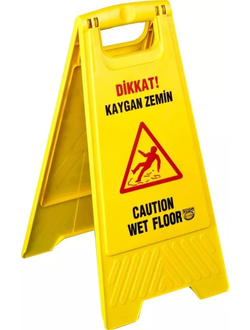 Знак мокрый пол на англ/рус.