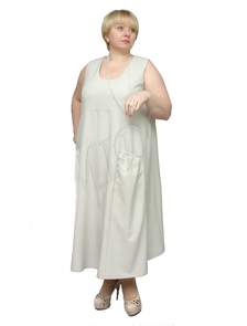 Оригинальный льняной сарафан-платье  Арт. 2255 (слоновая кость и еще 4 цвета) Размеры 58-84