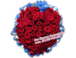 Букет Рубин-Алмаз 101 синяя с красной розой