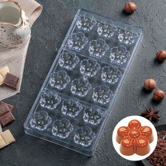 Форма пластиковая для шоколада 18 ячеек &quot;Ромашка&quot; 28х14х2,5 см