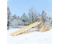 Зимняя деревянная горка "IgraGrad Snow Fox 12 м" с двумя скатами, без окраски