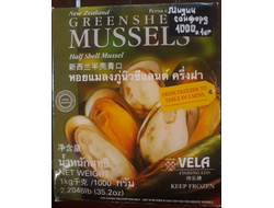 Мидии зеленые мороженные в половинке раковины. Упак. 1 кг. Цена указана за упаковку. Новая зеландия.