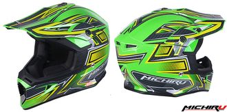 Шлем (кросс) MICHIRU MC 135 Rush Green, зеленый  (Размер XL)