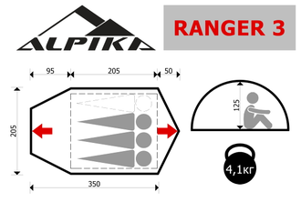 Палатка 3-х местная Ranger 3 Alpika