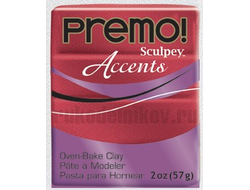 полимерная глина Sculpey Premo! Accents, цвет-red glitter 5051(красный с блестками), вес-57 грамм