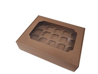 Коробка на 20 капкейков с окном, 43*34*10 см, КРАФТ