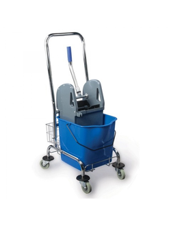 Тележка уборочная одноведёрная 23л, отжим+корзина . Рамка металл Н 0109