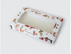 Коробка на 2 печенья С ОКНОМ (18*11*3 см), Дедушка мороз