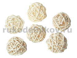 плетеный шар, материал-ротанг, диаметр-30 мм, цвет-белый