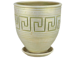 Оливковый керамический горшок для домашних растений диаметр 35 см в античном (греческом) стиле