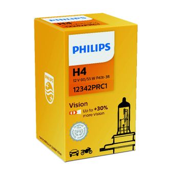 Лампа Philips H4 12V 60/55W P43t-38 C1 +30% Vision