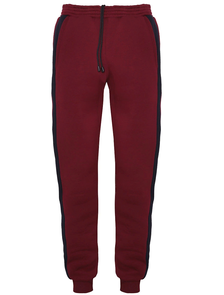 Утепленные спортивные брюки большого размера с начесом арт. 1869-0390  (цвет бордо) Размеры 72-78