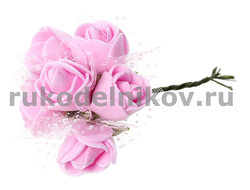 декор "Роза", материал-фоамиран, цвет-розовый, 12 шт/уп