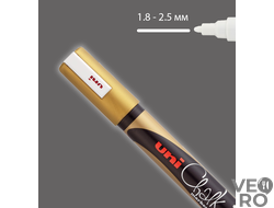 Маркер меловой Uni Chalk 5M 1,8-2,5мм овальный (золотой)