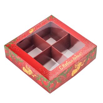 Коробка с/о на 4 конфеты, Ангелок на новый год, 126*126*35 мм