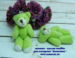 Мягкая игрушка №13-22 - медведь, высота 6,5-7см, цвет св.зеленый, 40р/шт
