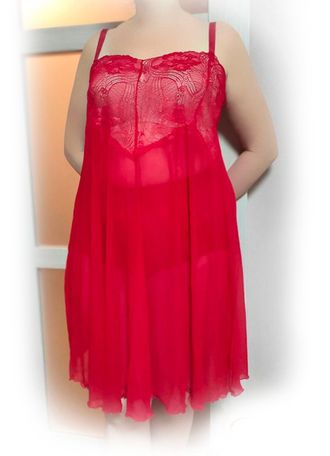 Легкая женская ночная сорочка Арт. 13962-4781 (Цвет красный) Размеры 56-64