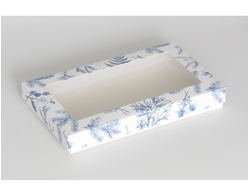 Коробка на 5 печений с окном (25*15*3 см), Синий иней