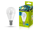 4895117881965 Лампа шар Ergolux G45 E14 9W(780lm 220°) 4500K 4K матовая 92x45 пластик/алюм. LED-G45-9W-E14-4K