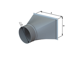 ПРЯМОУГОЛЬНЫЙ ВОЗДУХОВОД ОЦИНКОВКА - ПЕРЕХОД КРУГЛЫЙ - 0,5-1,0