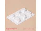Форма силиконовая для выпечки KONFINETTA «Сладости. Пудинг», 6 ячеек, 25,8×17,8×3 см (7×7×3 см), цвет белый
