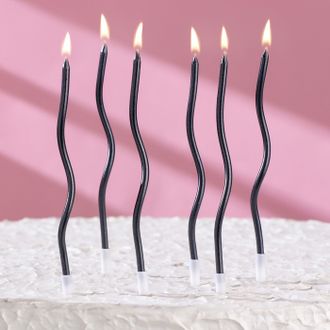 Свечи для торта СЕРПАНТИН коктейльные, 6 шт  Черные