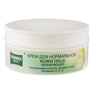 Крем DOMIX GREEN для нормальной кожи, увляжняющий, с гиалуроновой кислотой, экстрактом алоэ, витаминами А, Е, D, F, 75 мл