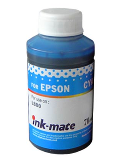 Чернила Ink-Mate синие Cyan для принтеров Epson L100, L110, L120, L200, L210, L300, L350, L355, L550, L555, L800, L805, L1300, L1800, ET-4550, ET-4500, ET-2550, ET-2500 водорастворимые 70 мл