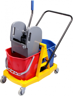 Тележка уборочная двухведерная 2*17 рама пласт. с отжимом H 0206(Ф.)