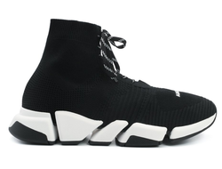 Кроссовки-носки Balenciaga Speed 2.0 черные со шнурками