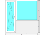 Балконный блок с глухим окном и поворотно-откидной дверью с целиковым стеклопакетом