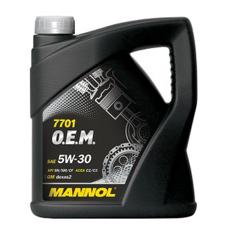 07983 Моторное масло Mannol 7701 О.Е.М. for Chevrolet Opel  SAE 5W-30  4 л. синтетическое
