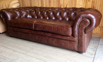 Chesterfield SOFA from Finland/ новый кожаный диван-кровать из Финляндии, в наличии