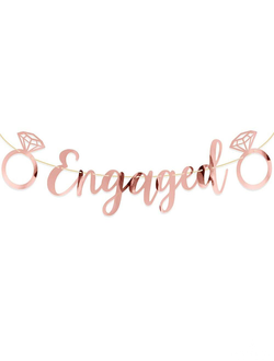 Гирлянда бумажная "Engaged" , розовое-золото глянец